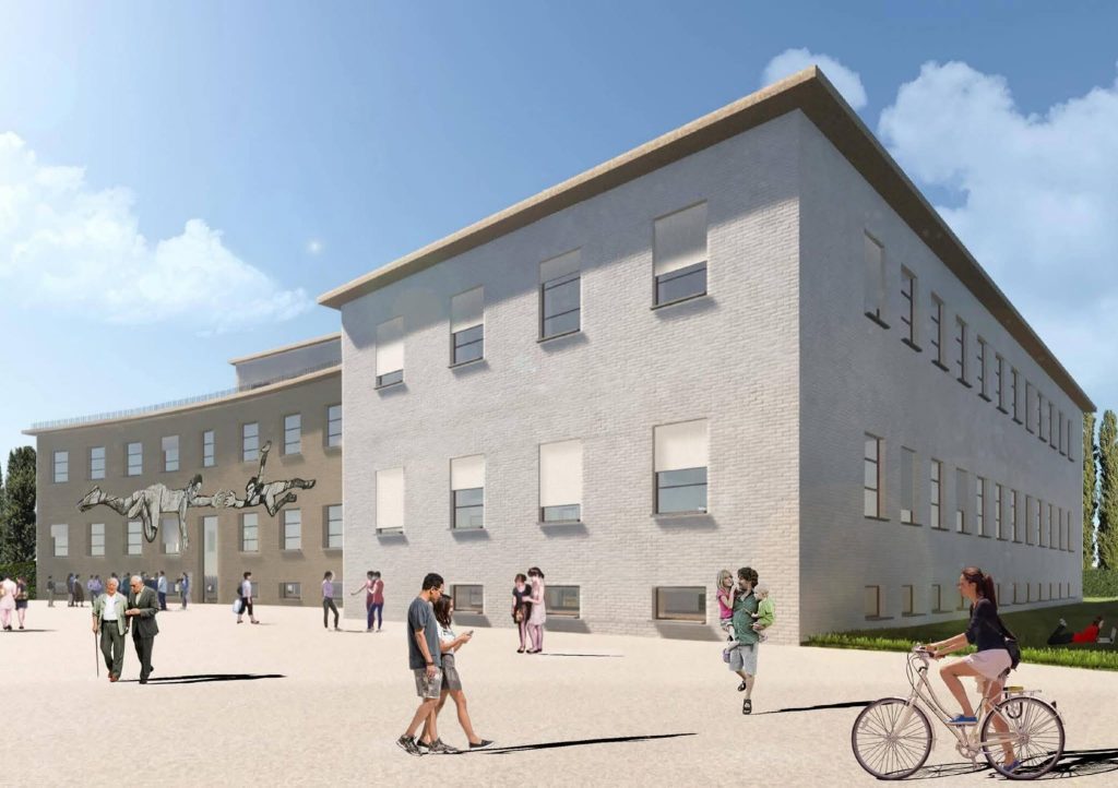 Render degli esterni della palazzina M destinata agli studenti