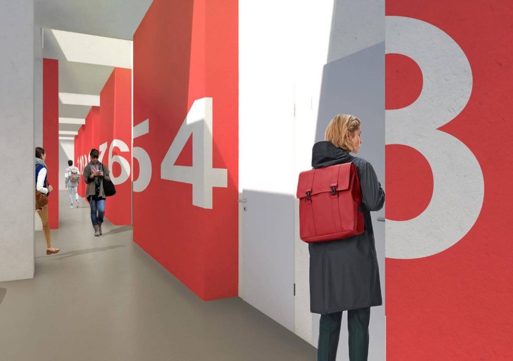 Render degli interni della palazzina destinata agli studenti